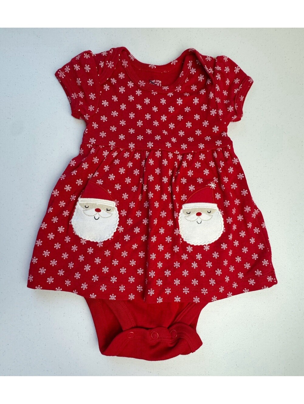 Carters Santa Snowflake Bodysuit Dress 3 months